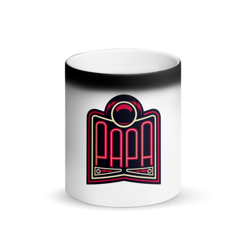 PAPA Red Logo Matte Black Magic Mug